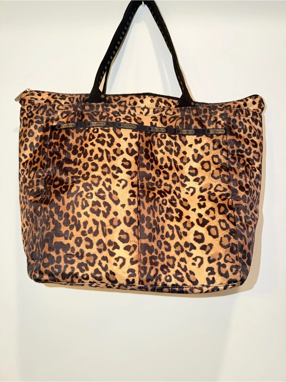 LESportsac Leopard Print XLarge Tote Bag with Black Handles